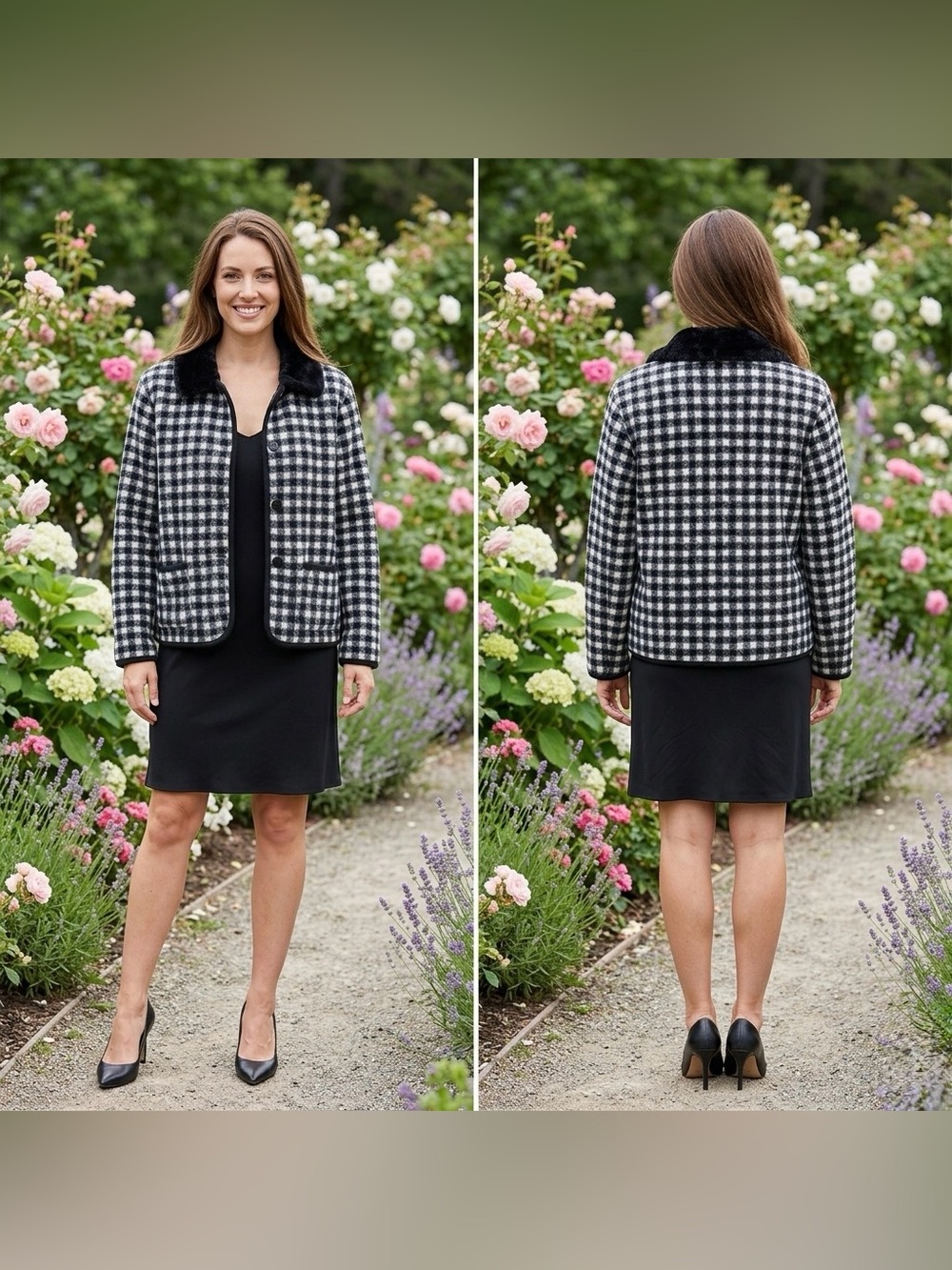 Talbots Women’s Checkered Pattern Long Sleeve Buffalo Fleece Blazer Size large